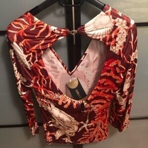 Versace Limited edition collection Open Back-Deep V neck woman blouse …